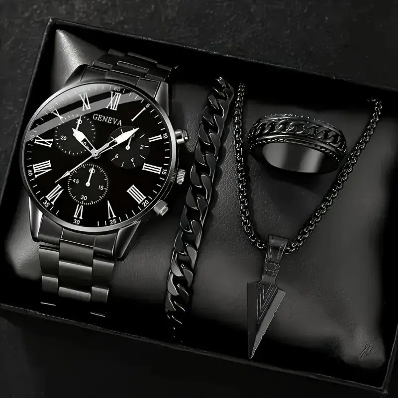4pcs Men'S luxury Watch Set