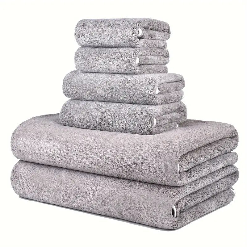 6pcs super soft microfiber bath towel set