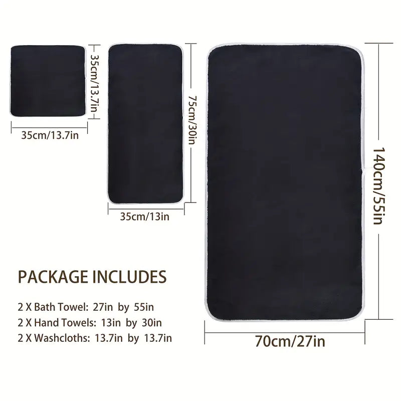 6pcs super soft microfiber bath towel set