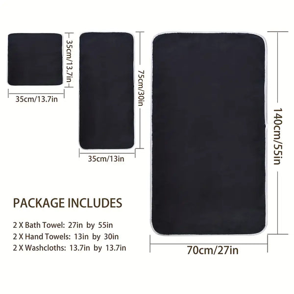 6pcs super soft microfiber bath towel set