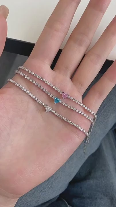 Elegant Sterling Silver Riviere Tennis Bracelet